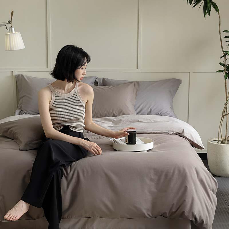 秋冬A类加厚100支超柔全棉磨毛四件套纯棉长绒棉被套床单三件套