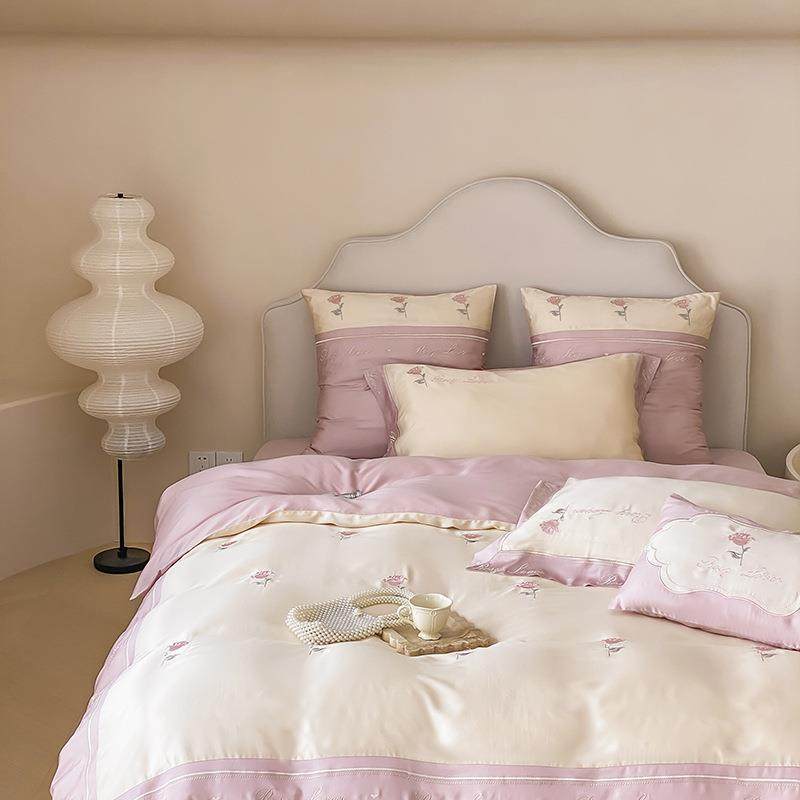 夏季兰精天丝丨床上四件套冰丝凉感床单被罩法式少女心公主风床品