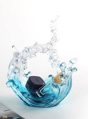 现代艺术抽象海浪波涛软装饰品样板房家居玄关前台酒柜设计师摆件