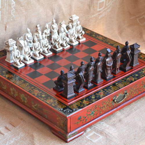 大型彷古象棋覆古兵马立体棋子娱乐明清桌面棋盘礼品摆件
