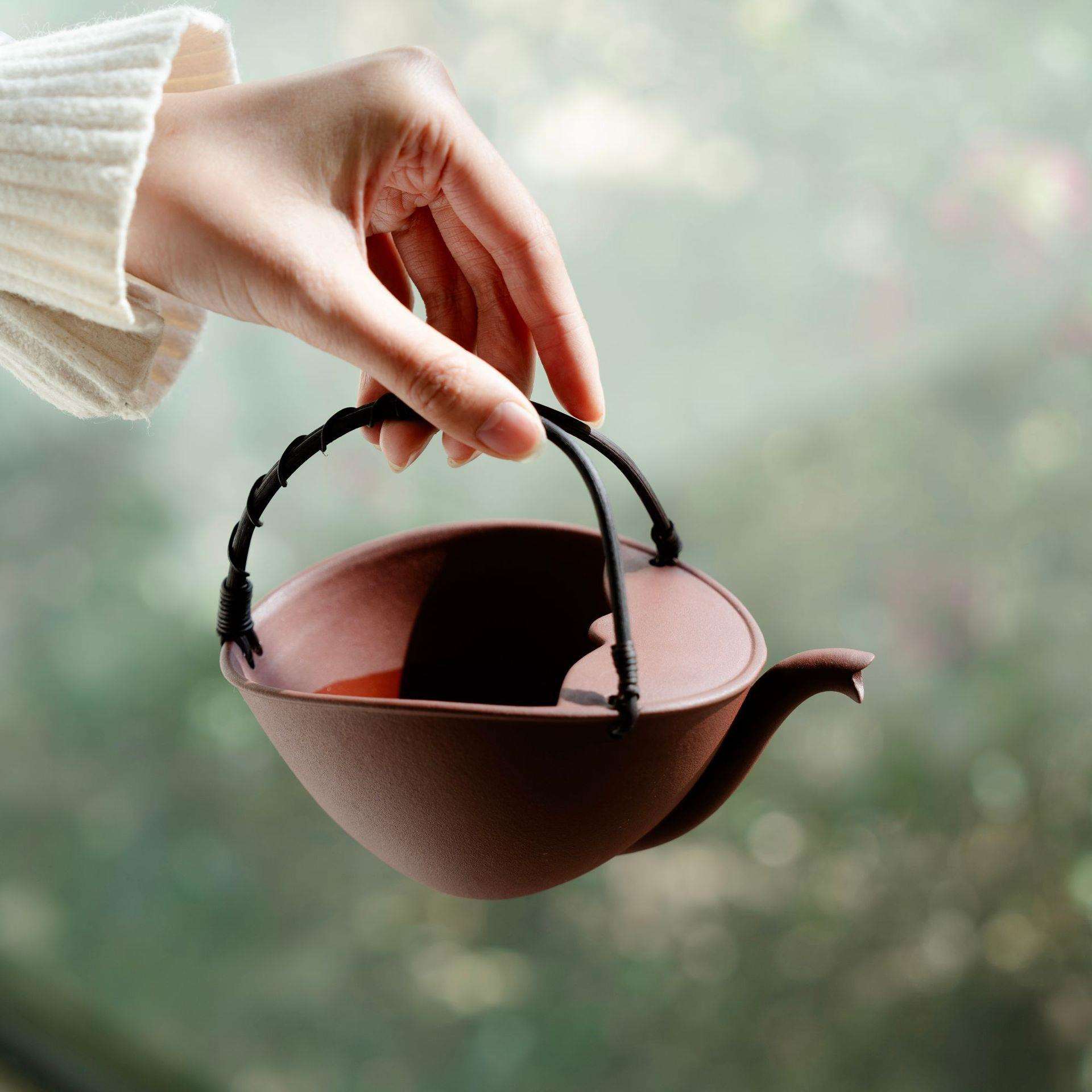 野有作纯手工日式粗陶粉引绿茶碗公道杯茶海分茶器均杯藤编泡茶碗