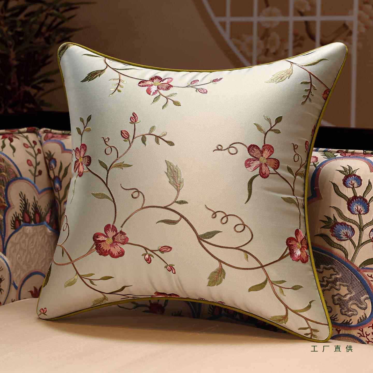 中式刺抱枕椅靠垫发沙F5MT5J9S靠枕不含芯套子大客厅长方形靠包简