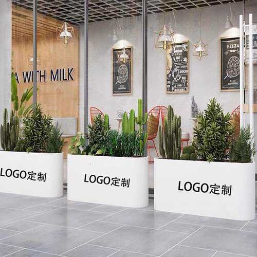 户外铁艺圆弧形发光花箱组合户外不锈钢花箱外摆售楼部景观花坛
