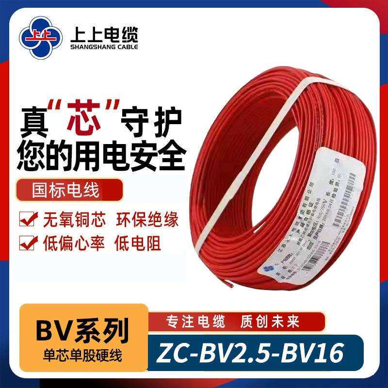 上上电线家装工业铜芯硬线阻燃单芯线BV电线2.5平方单芯铜线缆