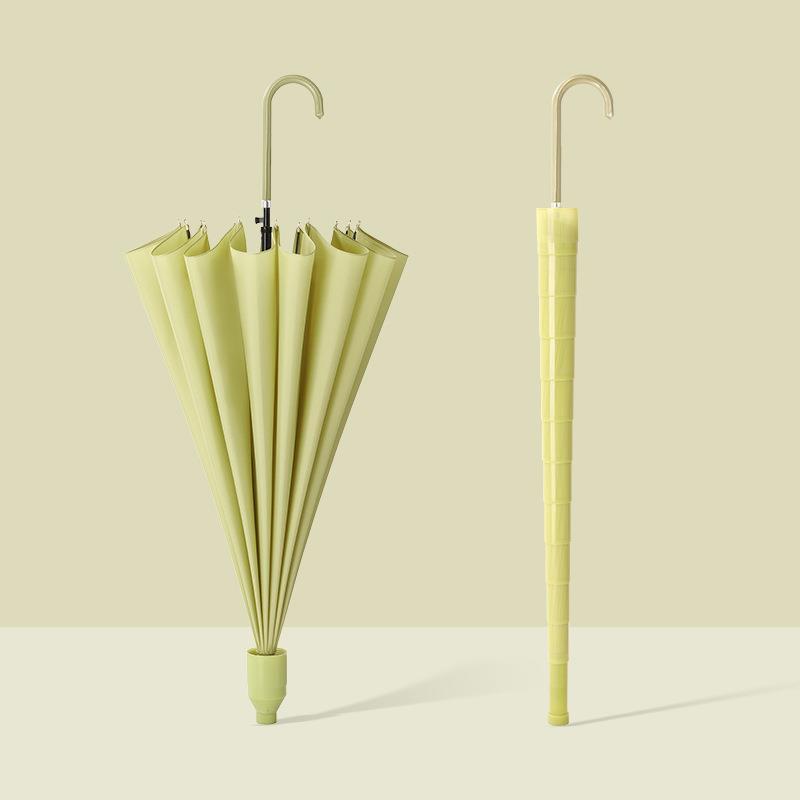 正品配色防水雨伞自动开1系6骨长柄伞男女新款纯套色日小清直伞颜