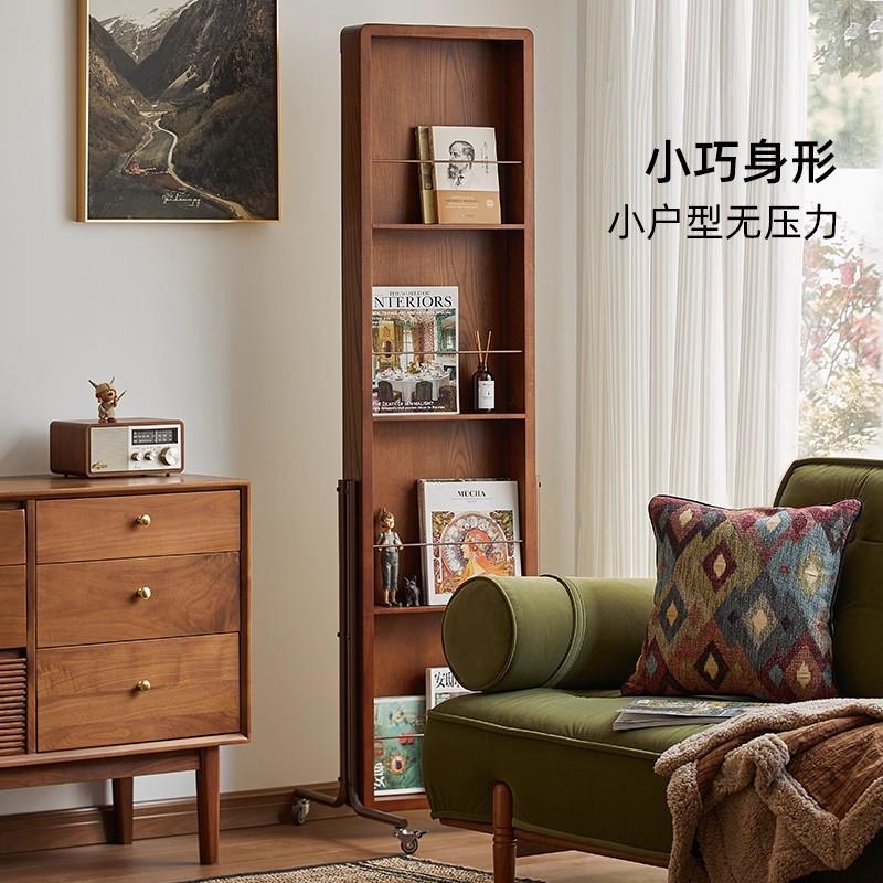 玄关卧书架子一体收NSD纳中古风移镜动杂志架全身镜置室客厅书架