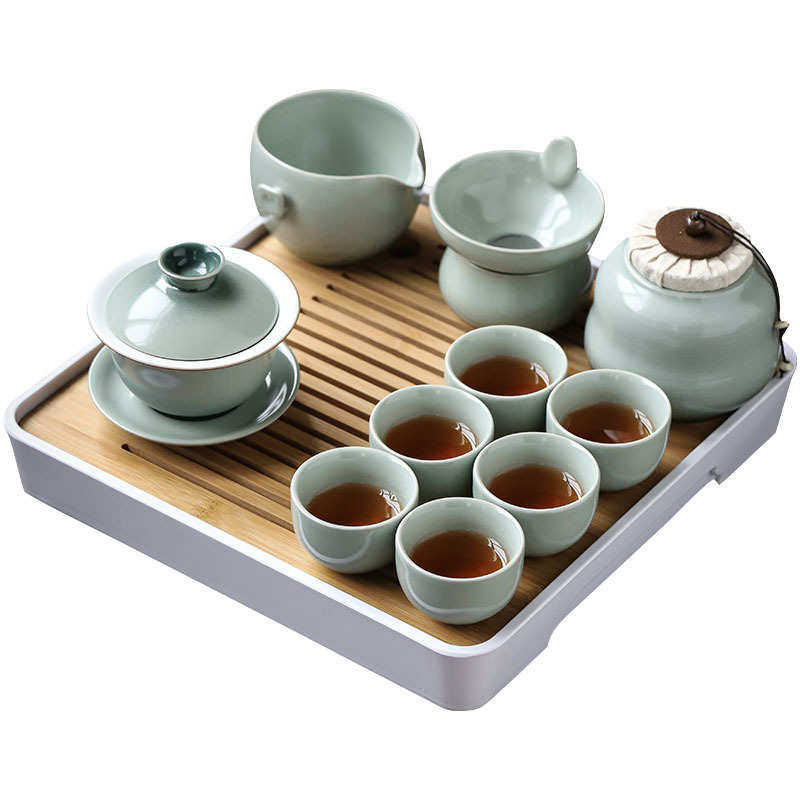 尚岩 功夫茶具套装家用茶壶茶杯整套办公室茶盘简约小套茶具现代
