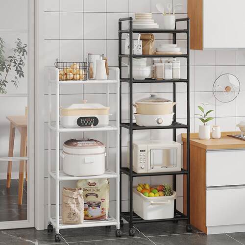 Kitchen Floor Standing Storage Rack Multi-Layer Movable Micr
