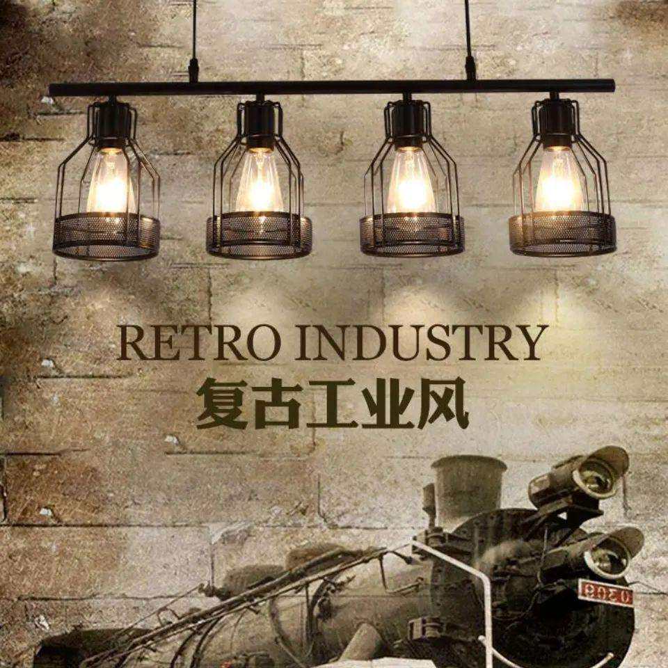 美式复古餐厅吊灯商铺收银台工业风吧台长条创意烧烤店餐桌多头灯