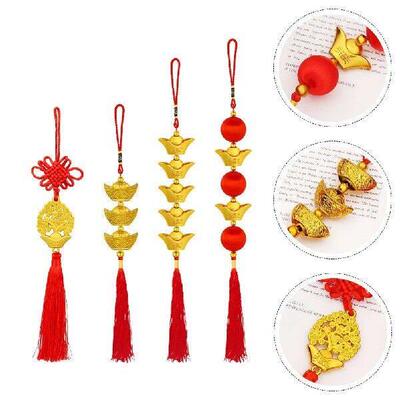 4 Pcs Rabbit Ingot Pendant Bonsai Hanging Decor Material