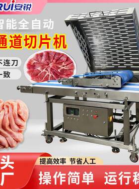 双通道平行鲜肉切片机商用全自动可调厚度多功能食品厂牛羊鸡胸肉