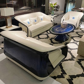 意式轻奢别墅大平层家具布加迪Bugatti真皮客厅大小户型高端沙发