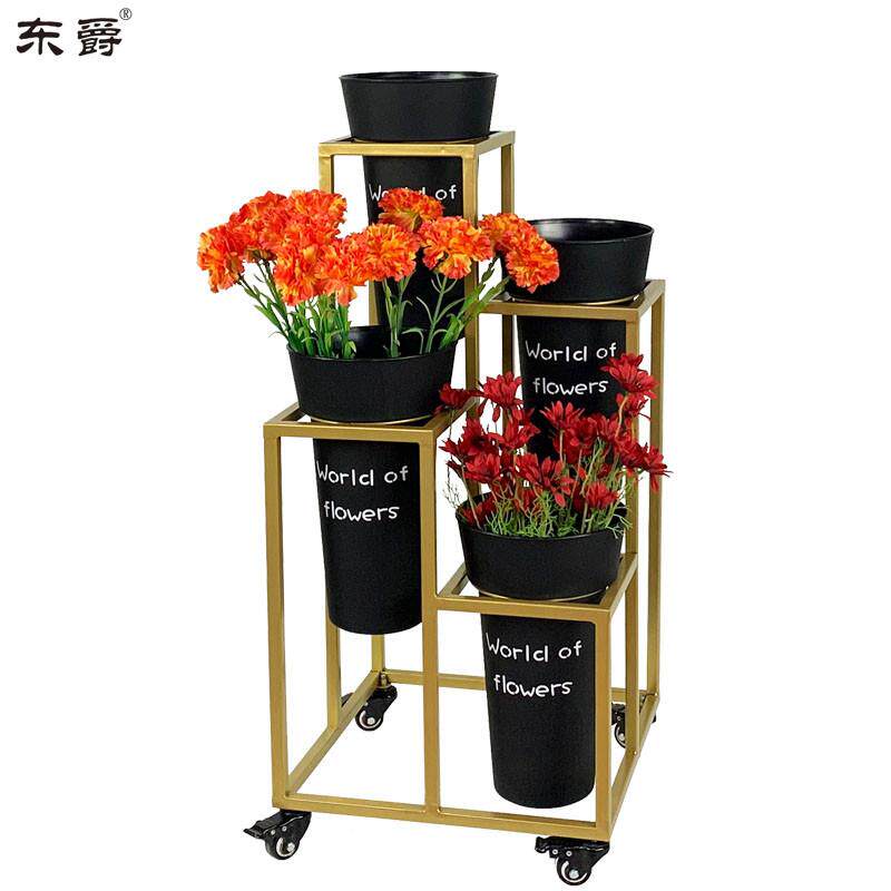 花店展示架铁艺花架多层阶梯鲜花展示架子移动货架鲜花桶架兰花架