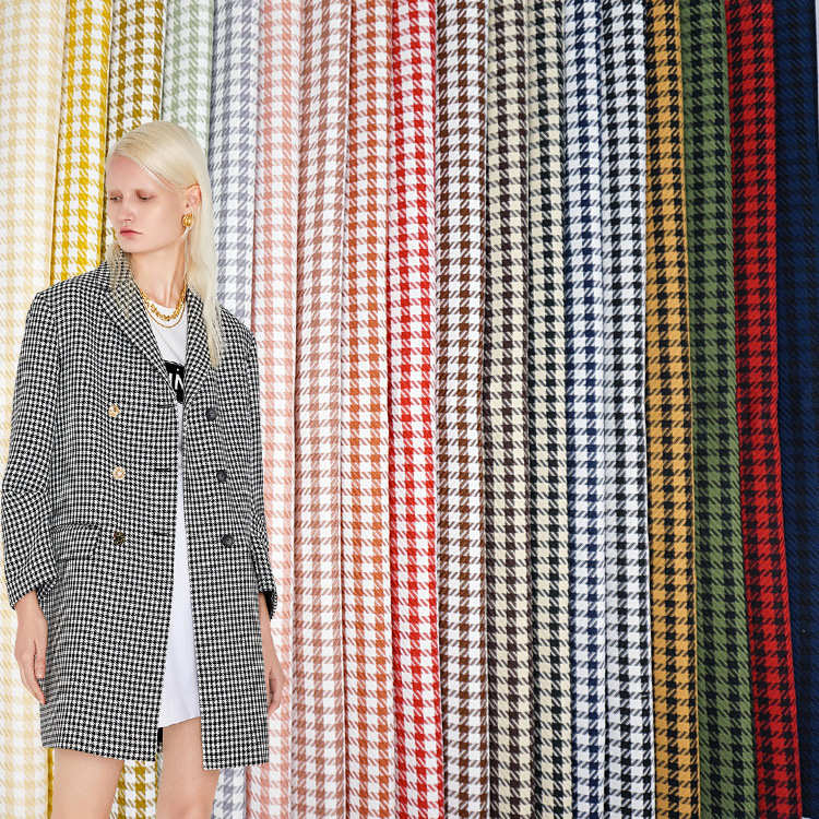 春秋西装套装格子面料 涤纶斜纹色织衬衫布 鞋帽箱包裤子时装布料