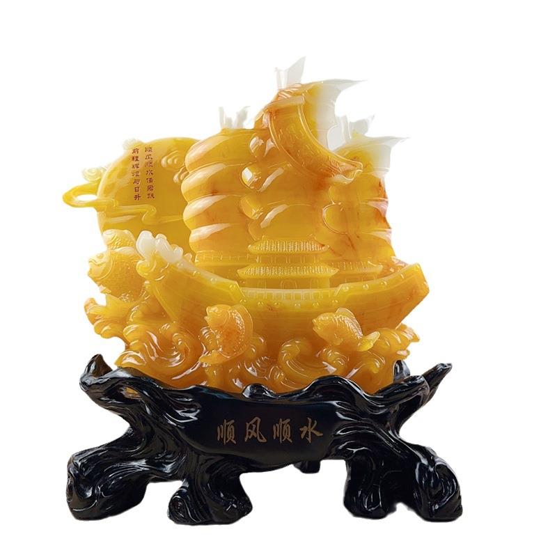 家居摆件树脂一帆风顺顺风顺水龙船摆件创意客厅摆件装饰品