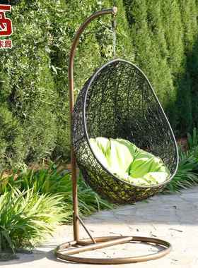 供应黑色鸟巢秋千吊椅吊篮藤椅室内吊床含坐垫阳台摇篮椅