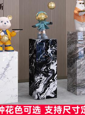 大理石工艺品摆饰底座增高台客厅玄关酒店装饰展示架岩板立柱石墩