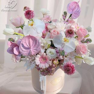 杭州鲜花快递同城玫瑰花抱抱桶花束乔迁爱人女友生日订花店送上门