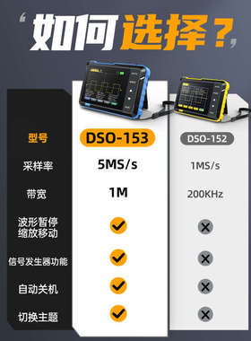 FNIRSI DSO153数字示波器二合一多功能便携迷你信号发生器1M带宽
