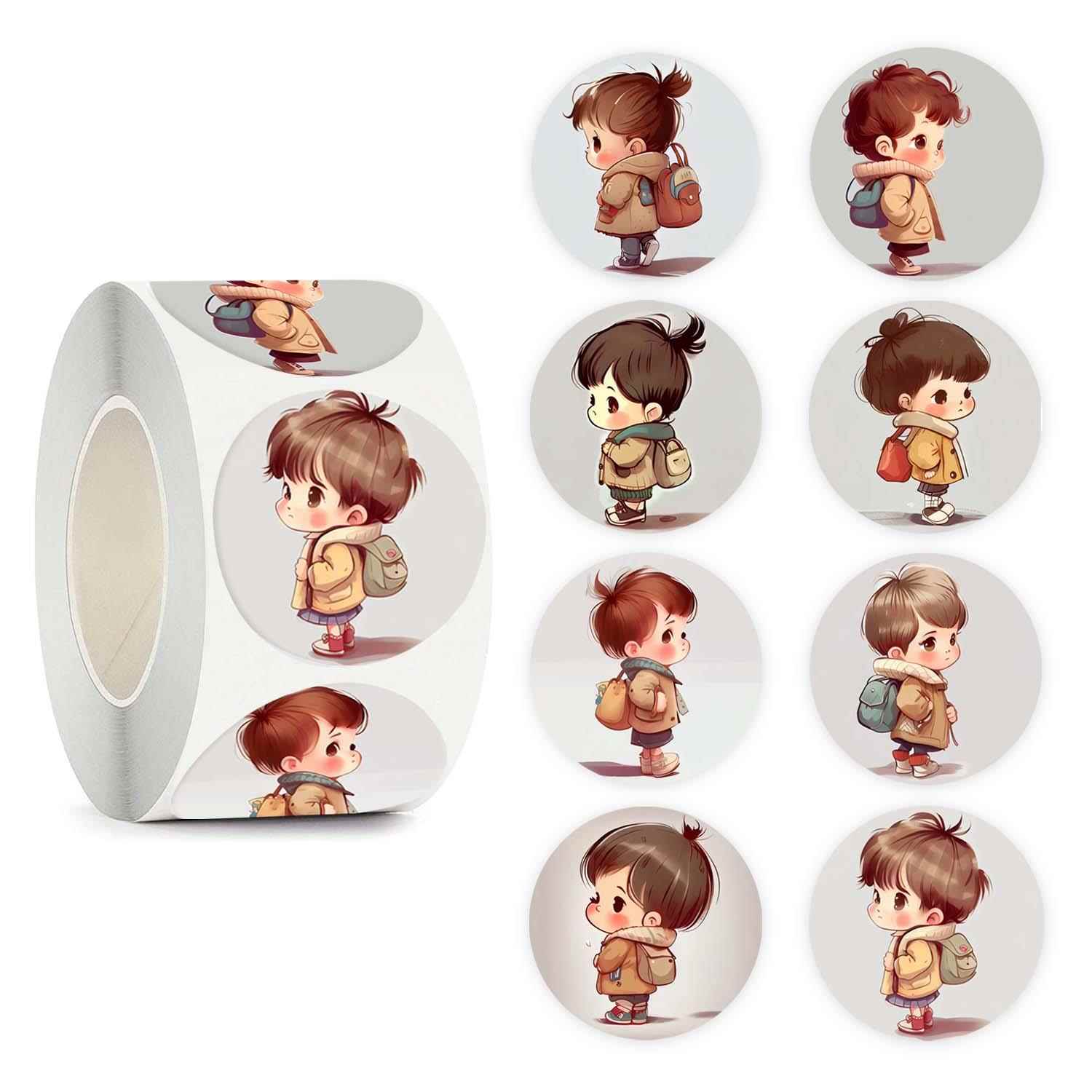 超级可爱萌娃小男孩贴纸手绘贴画嘟嘟脸大眼睛礼盒礼物装饰封口贴