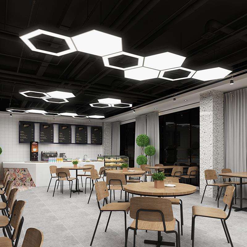 六边形吊灯造型灯创意蜂巢办公室网咖健身房六角形工业风灯具