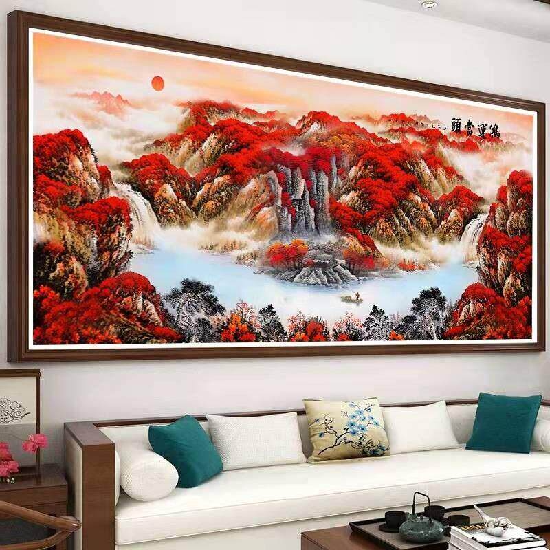 鸿运当头钻石画 画成品十字绣纯手工满绣新款客厅办公室大幅山水