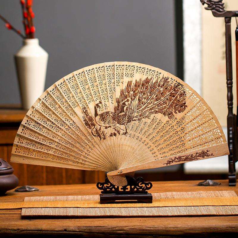 镂空折扇古风小叶紫檀金丝楠阴沉木黄花梨檀木崖柏工艺扇厂家