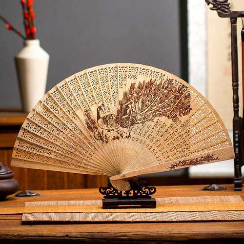 镂空折扇古风小叶紫檀金丝楠阴沉木黄花梨檀木崖柏工艺扇厂家
