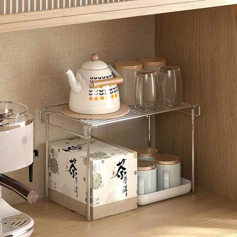 不锈钢置10446S00加橱物架家用可叠台面柜分层碗碟调料多功能架储