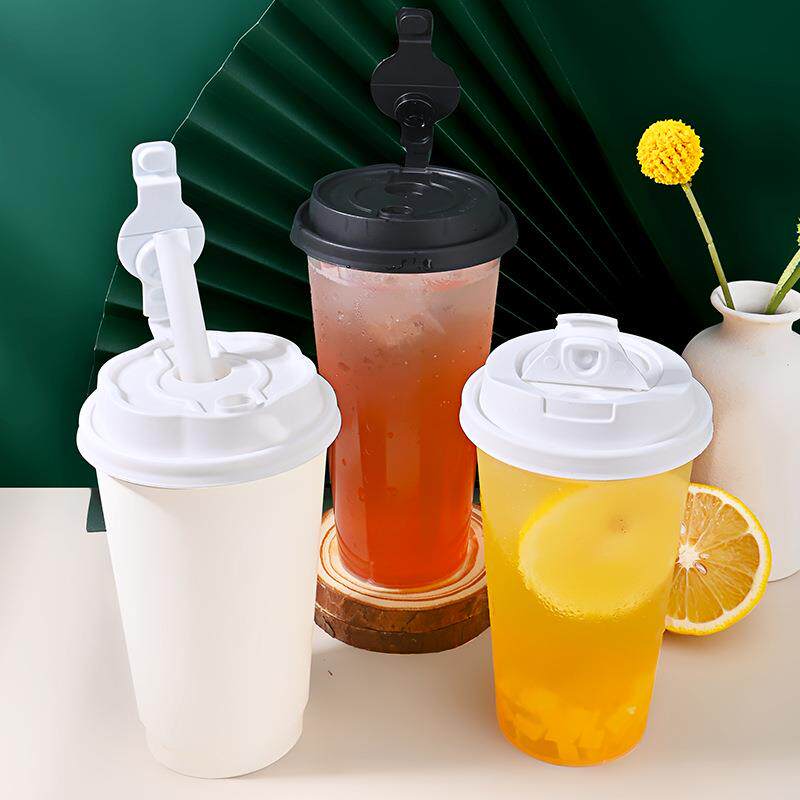 奶茶杯盖一次性90加厚注塑盖爱饮料打包心杯盖pp塑料口盖红带90注