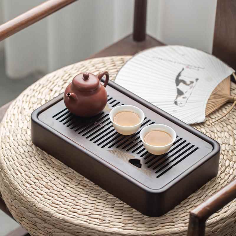 奢简轻约楠JU-CP-02竹水茶盘精品盘沥干泡茶台蓄高档大小号托轻奢