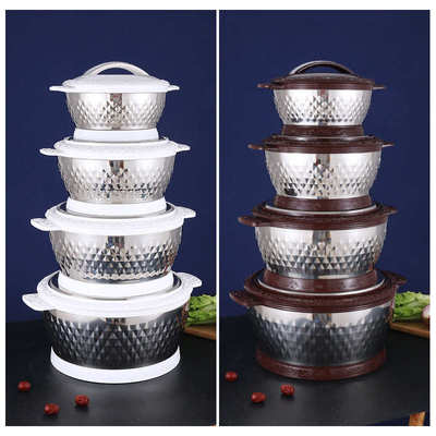 带磁双层锅三件套不锈钢保温锅出口非洲套装锅钻点4PCS保温锅pot