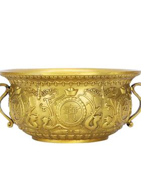 大厂新款黄铜聚宝盆摆件铜香炉家居店铺开业礼品如意铜盆