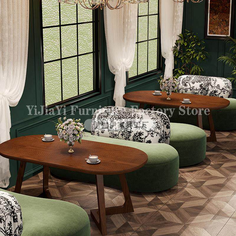 设计师覆古卡座沙发休闲实木西餐厅音乐餐吧接待洽谈桌椅组合商用