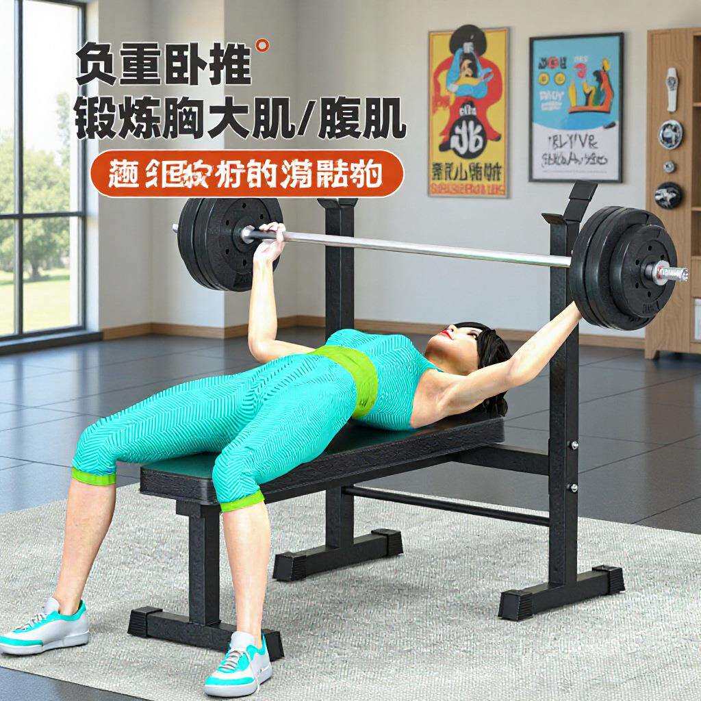 现货外贸小型举重床卧推架家用健身器械杠铃架卧推床举重卧推一体