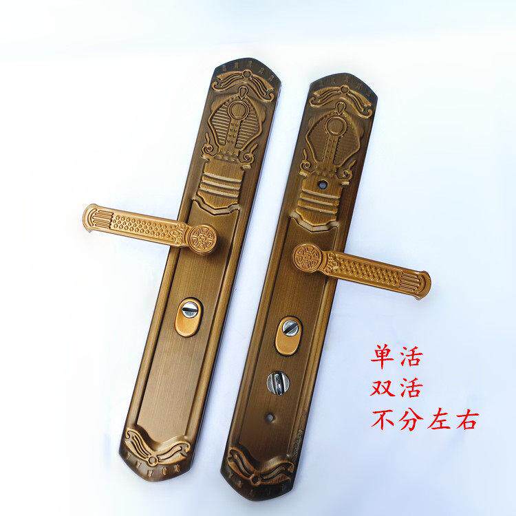 防盗门锁黄古铜色大门锁拉手双门单活双活面板入户进户门执手