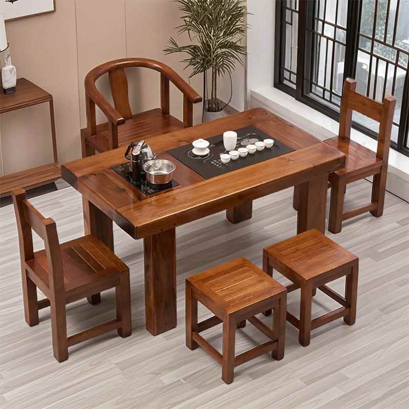 老船木茶桌椅组合实木茶台中式茶几阳台家用套装办公室功夫桌一体