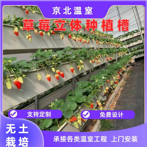 温室大棚无土栽培草莓种植槽PVC立体高架水培槽排水出口空中种植