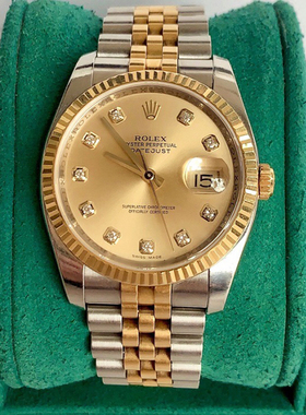 一口价98新Rolex劳力士手表男士日志型腕表18K黄金机械腕表116233