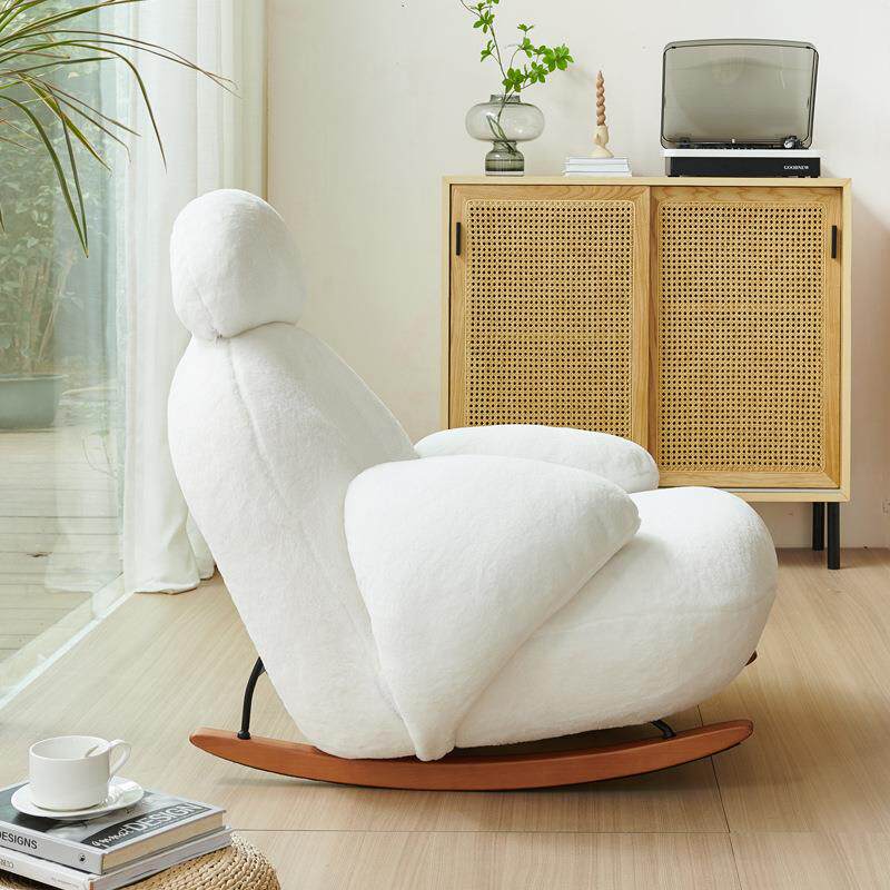 天鹅椅沙发毛摇摇椅用客厅简绒约时尚大白椅创家意单人QS0551发休