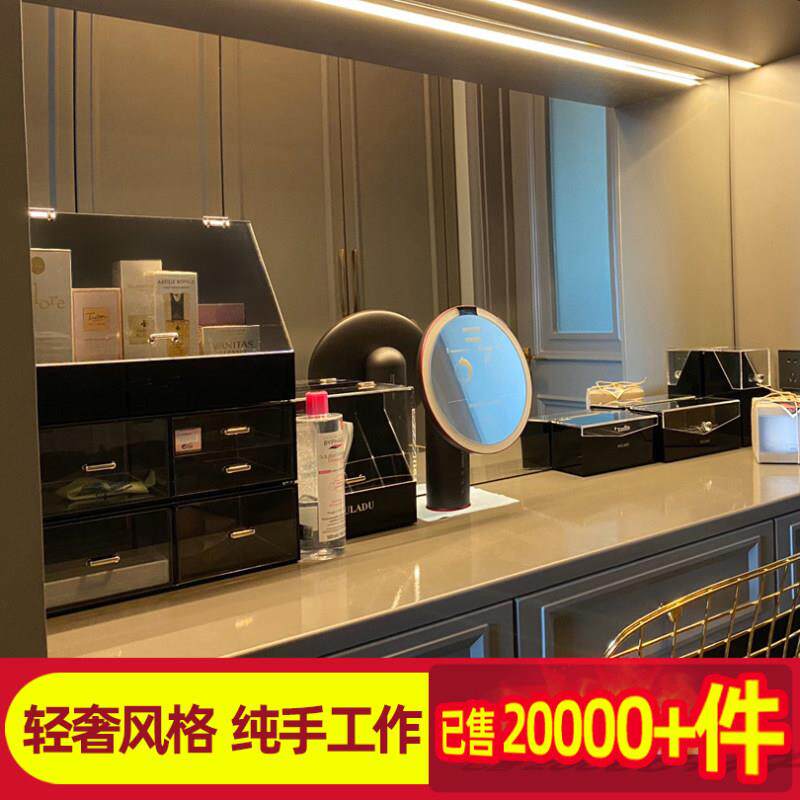 压克力ins风防尘化妆收纳盒大号护肤品家用化妆台置物架桌面高级
