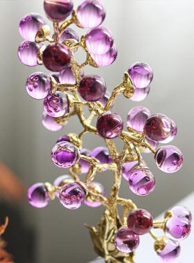 现代欧轻奢高Z06980-1档摆件晶紫色葡萄客厅柜办公酒室家居桌面水