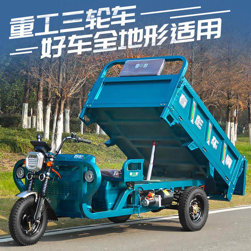 液压自卸电动三轮车拉货新款自动翻斗载重王货车大功率农用电动车