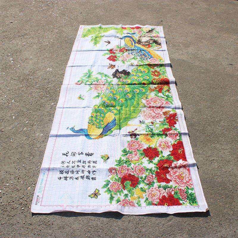 绣好的纯手工十字绣成品花开富贵孔雀牡丹富贵吉祥挂画不带框