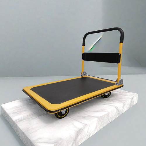 300kg黑黄静音平板手推车折叠手推车物流搬运设备平板手推车