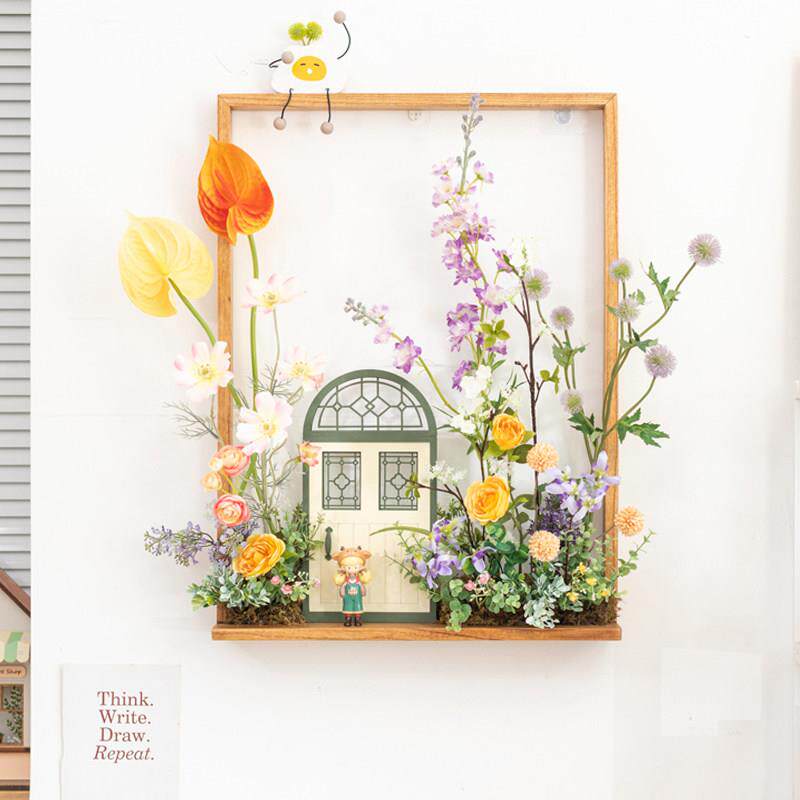 阿楹 入户法式中古壁挂彷真花立体植物墙遮丑阳台民宿茶室装饰画