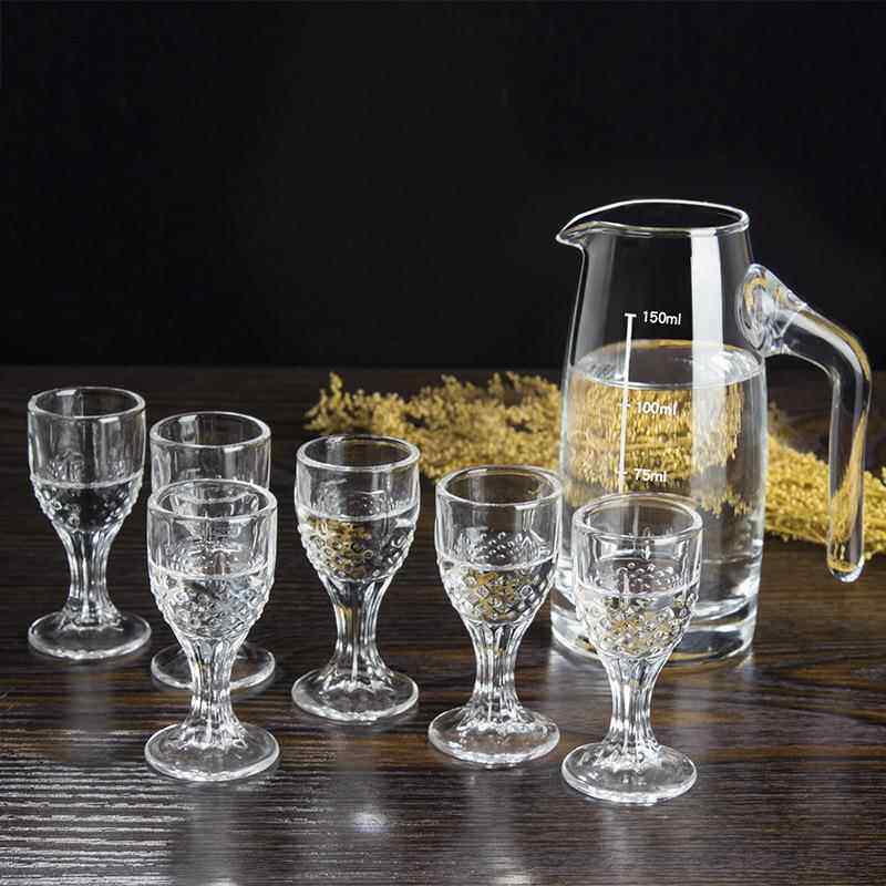 小酒杯一口杯玻璃分酒器酒壶烈酒白酒杯七件套醒酒器酒具家用外贸