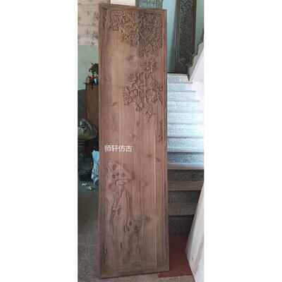 东阳木雕北美黑胡桃实木雕花板手工浮雕通花板玄关隔断背景墙定制