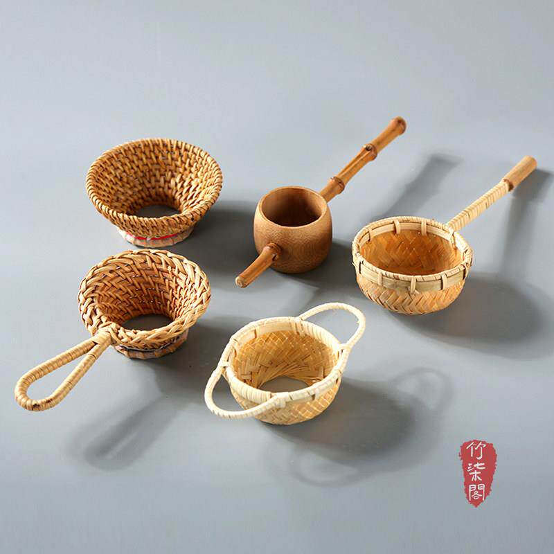 手工打磨老竹根茶漏茶具配件茶隔滤茶器泡茶茶叶过滤滤网器竹子
