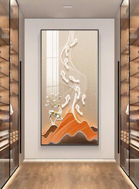 竖SQ5265鱼图入户玄关装饰画轻奢档走廊过高道挂画现代简九约版壁